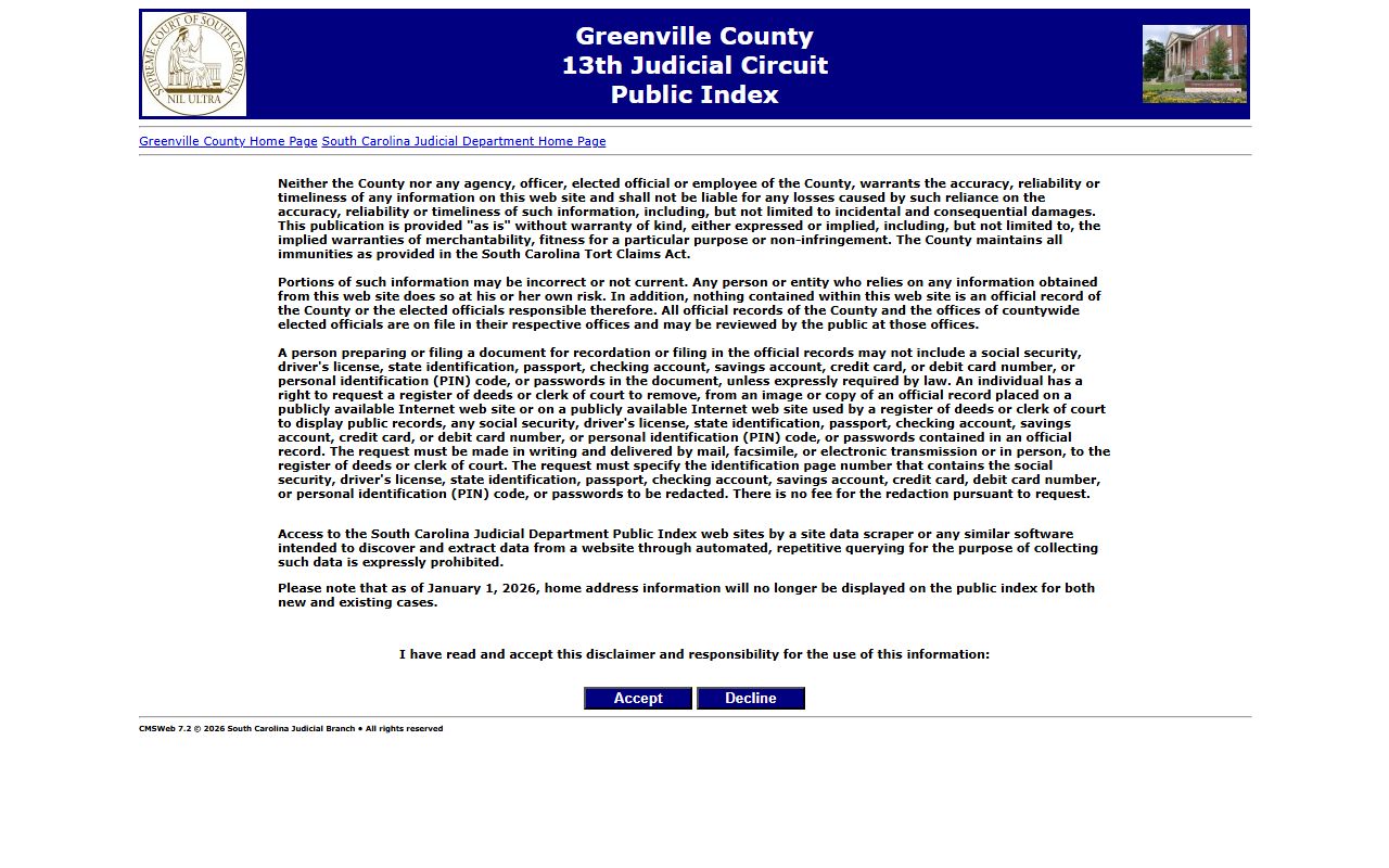 Greenville County Public Index court records after jail arrest