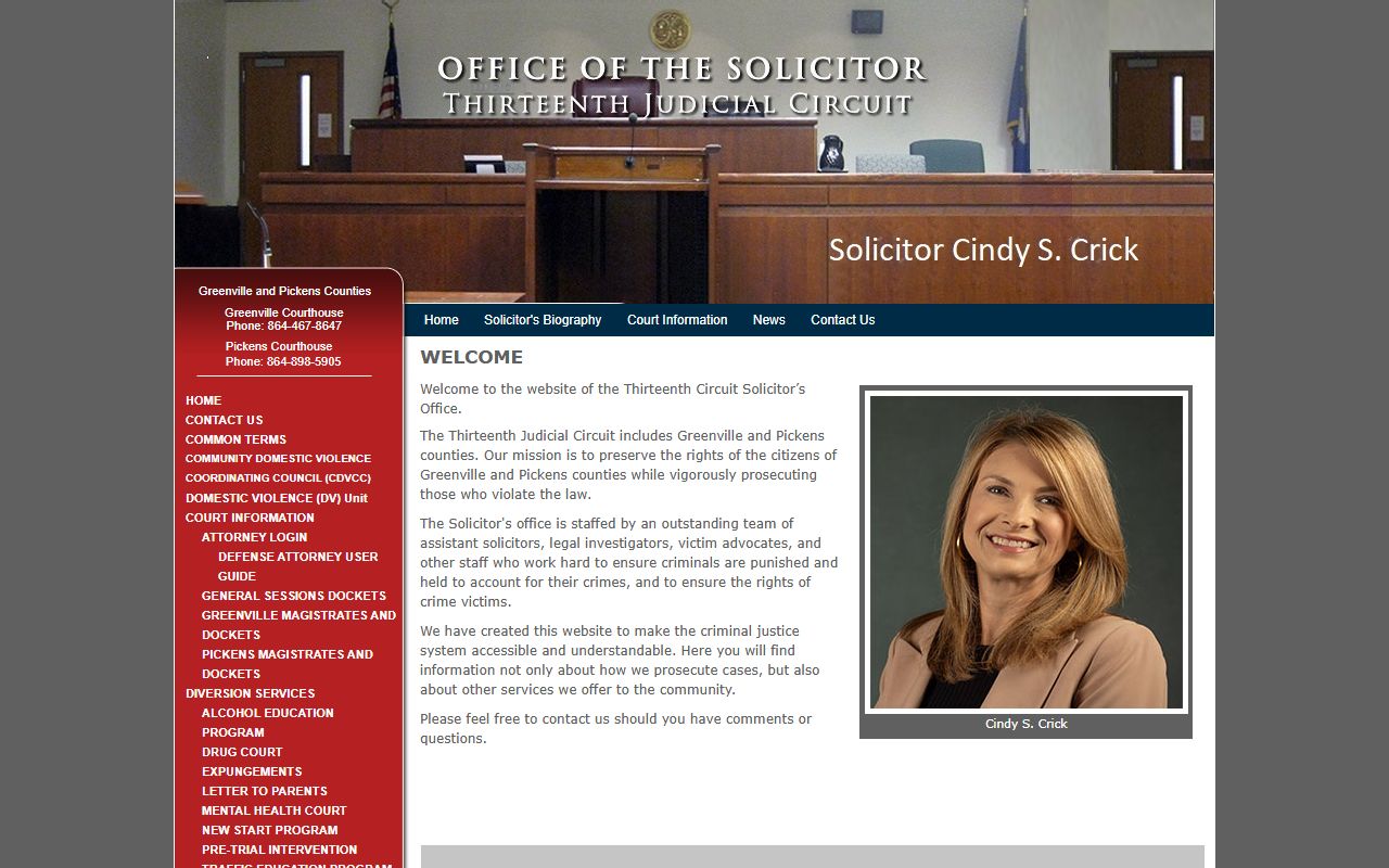 Greenville County Solicitor office for court records after arrest