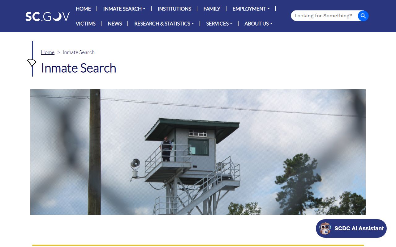 South Carolina SCDC inmate search disclaimer for state booking photos